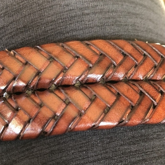Brighton Brown Woven Leather Belt Ornate Buckle Size 32 - Picture 9 of 11